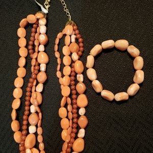 Costume coral necklace & bracelet